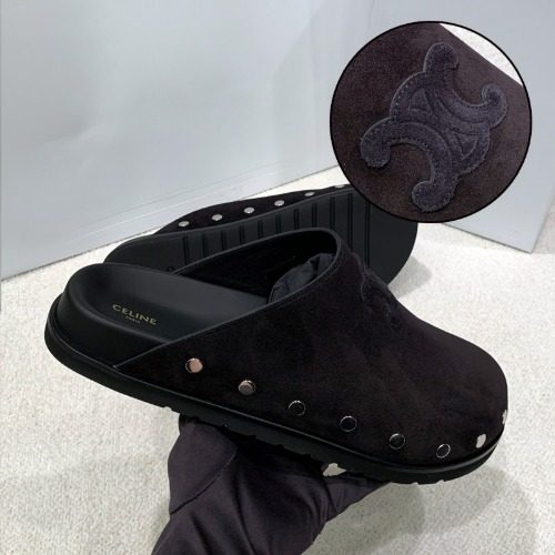 CELINE Triomphe Stud Suede ๋ธLoafers Black