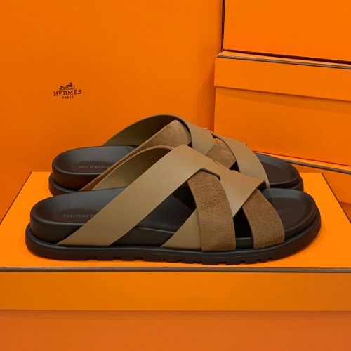 HERMES μΉ΄μ§λ―Έλ₯΄ Slippers Calfskin Suede λΈλΌμ΄