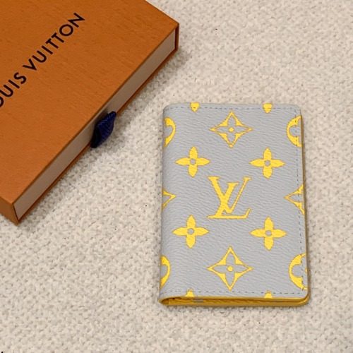 루이비통 카우하이드 LV 모노그램 포켓 오거나이저 카드 지갑 라이트 그레이
